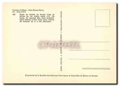 Busto de mulher em bronze — escavações de Alésia — Allise-Sainte-Reine (21 - Côte-d'Or) — Verso