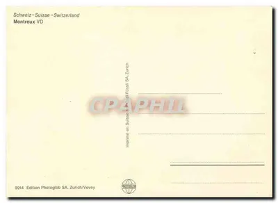 Montreux — widok panoramiczny z zamekiem i górami — Wydawnictwo Photoglob SA, Zurich/Vevey, nr 9914 — Rewers