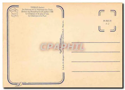 Vizille — Castelo e parque — S.A.D. 87 Sergent Bobillot, 38000 Grenoble — Verso