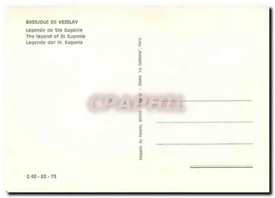 Bazylika we Vézelay — Legenda św. Eugenii — Wydawca Vézelay, nr G 40 - 03 - 73 — Rewers