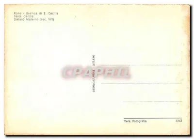 Estátua de Santa Cecília — Basílica de Santa Cecília — editor Vera Fotografia, n° 5342 — Verso