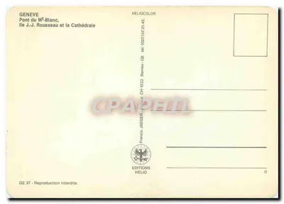 Genebra — Ponte J.J. Rousseau e a Catedral — Edições Helio — Verso