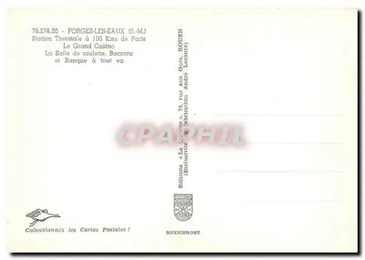 Sala de roleta — Grand Casino de Forges-les-Eaux — Éditions Diplôme — Verso