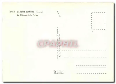 O Castelo da Pelice — La Ferté-Bernard (Sarthe) — Éditions JIPE, rue Auvray, Le Mans — Verso