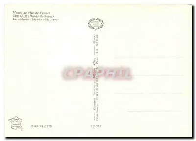 Zamek Sceaux — fasada z parku — Wydawnictwo RACON, Paryż — Rewers
