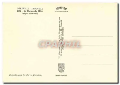 Deauville - Trouville - O Hotel Normandy (estilo normando) — editor IRIS, n° 2479 — Verso