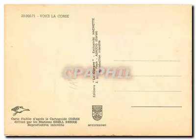 Oto Korsyka — Karta pocztowa turystyczna z mapą i zdjęciami — Wydawnictwo Diplôme — Rewers