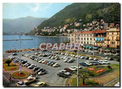 Como - Piazza Cavour — vista panorâmica do lago com estacionamento — Brunnter & C. Como