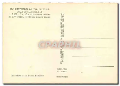 Sully-sur-Loire — feudalny zamek XIV wieku odbity w Sange — wydawca Valoire, n° H.1.602 — Rewers
