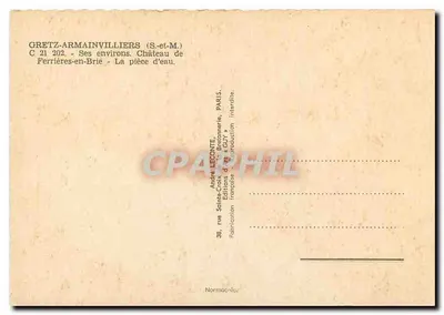 Gretz-Armainvilliers — Castelo de Ferrières-en-Brie — corpo d'água — Edições GUY — Verso