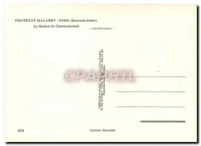 Chatenay-Malabry — A Casa de Chateaubriand — Éditions Lyna — Verso