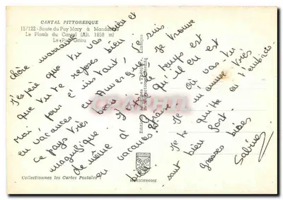 Plomb du Cantal — Puy Griou — Publisher IRIS, n° 15/122 — Back