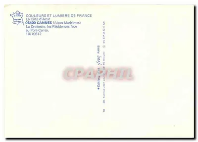 La Croisette, Resydyencje naprzeciwko Port-Canto — Cannes — Wydawnictwo Jean Jaures — Rewers