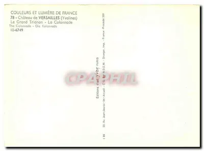 Zamek w Versailles — Wielki Trianon — Kolumnada — Wydawnictwo Yvon Paris — Rewers