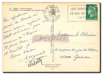 Zamek i pomnik Admirała Crasa — Brest (Północny Finistère) — Wydawcy Artaud & Cie — Rewers