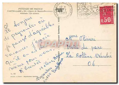 Route Napoléon — Grenoble à Cannes — Éditeur ADIA, n° L.81 — Verso