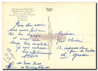 Lourdes — The Basilica — Publisher Yan, No. 1018 — Back