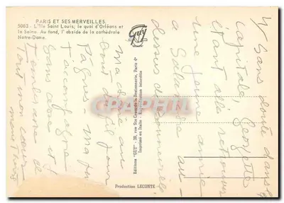 पेरिस और उसकी अद्भुतताएं — सेंट-लुई के द्वीप; ओर्लेन्स के कैंट और सीन। पीछे, नॉट्र-डैम कैथेड्रल के अब्सिडे — एडिशन 'गुइ', संख्या 5083 — पीछे