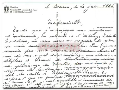 Notre Dame — Jahrhundertfeier Frankreichs 1996 — Verein XVᵉ Jahrhundertfeier Frankreichs — Rückseite