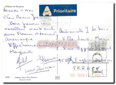 Zamek w Gruyères — wydawca Colophones Edition Deriaz Baubreau, nr 31151 — Rewers