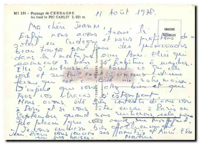 Pejzaż Cerdagne — W tle szczyt Carlit 2.921 m — Éditions de l'Europe — Rewers