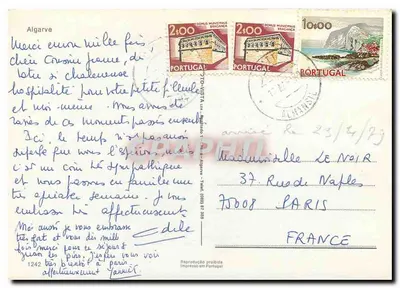 Algarve — paisagem floral, moinho de vento e gruta — editor não visível — Verso