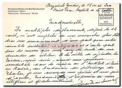 Estação de montanha 1640m — Bad Reichenhall — editor BAUMANN SCHICHT — Verso