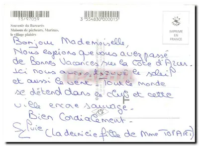 Barcares — vila recreativa e balnear — Impresso na França — Verso