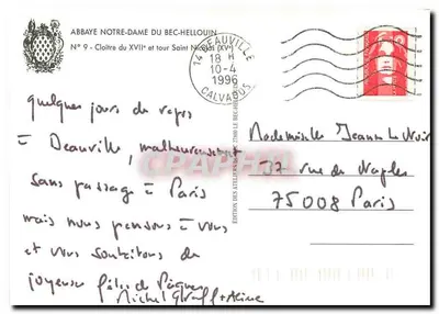 Abbaye Notre-Dame du Bec-Hellouin — Klasztor z XVII wieku i wieża św. Nikodema — Wydawnictwo Ateliers de Calvados N°9 — Rewers