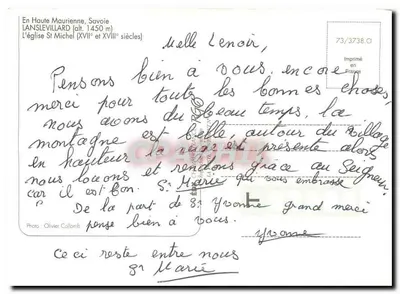 Lanslevillard — kościół Świętego Michała i krajobraz — Foto Olivier Collomb, seria 73/3738.0 — Rewers