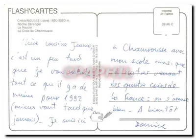 Chamrousse — estação de esqui com o Clube dos Ursinhos — editor Flash'Cartes — Verso