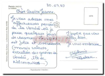 Pornic — O castelo — Edições Marc Guittet - La Bernerie-en-Retz — Verso