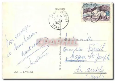 Yonne — Carte postal panorâmica com mapa do departamento — editor REAL-PHOTO — Verso