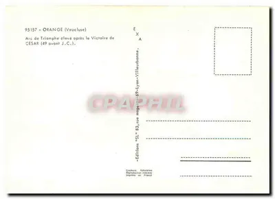 Arc de Triomphe d'Orange — wydawca Wydawnictwo "SL" Lyon-Villeurbanne, nr 95157 — Rewers