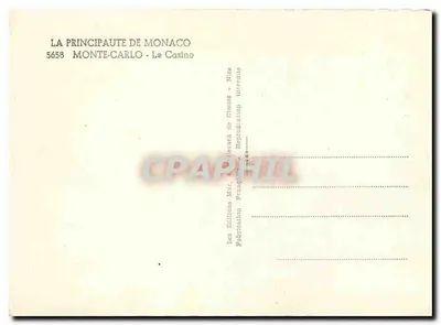 Monte-Carlo — Ansicht des Casinos — Editions Mar, Nice — Rückseite