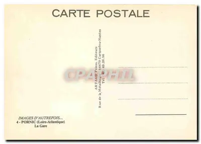 Pornic (Loire-Inf.) — A Estação — Héliotypie Dugas et Cie, Nantes, L-I 1348 — Verso