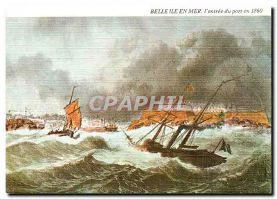 Ilha Bella no Mar — a entrada do porto em 1860 — Litografia de Benoist, LC.80