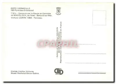 Samochód CORRE 1904 — Côte Vermeille — Wydawnictwo Goudin — Rewers