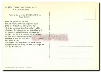 Tradycyjna kuchnia katalońska: la cargolade — Wydawnictwo Europy, nr 57206 — Rewers