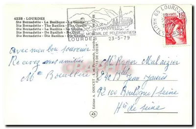Lourdes — Una Pensée de Lourdes — Edizione A. Doulcet — Verso