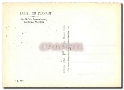 Jardin du Luxembourg — Fontaine Médicis — Éditions d'Art, Paris — Verso