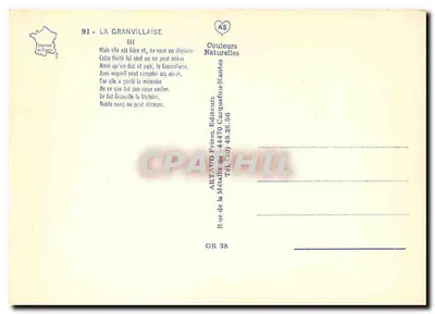 La Granvillaise — piosenka i ilustracja — Artaud Frères, Nantes — Rewers