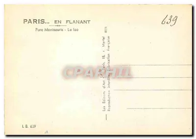 Parco Montsouris — Il lago — Les Éditions d'Art, Parigi — Verso