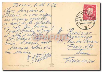 Berlin, Brandenburger Tor — wydawca Berlin, nr 921/3 — Rewers