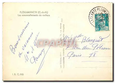 PLOUMANAC'H (C.-du-N.) — Os amoncelamentos de rochas — Les Éditions d'Art, rue Martial 1112 — Verso