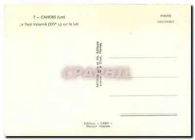 Cahors (Lot) — O Pont Valentré (século XIV) sobre o Lot — Edições Gaby — Verso