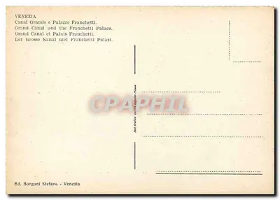 Wenecja — Wielki Kanał i Pałac Franchetti — Wyd. Borgoni Stefano — Rewers