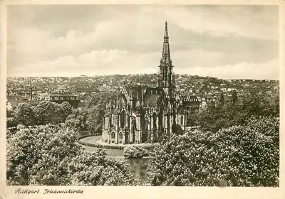 Stuttgart. Igreja de São João — vista panorâmica — Fotogr. u. Verlag Victor Weichert, Stuttgart Nr. 7921