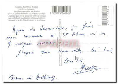 Saint-Flour - Auvergne — A sentinela da Planèze — n° C15/188 — Verso