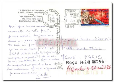 Os alinhamentos do Ménec — Carnac, França — Edições d'Art OS, Carnac — Verso